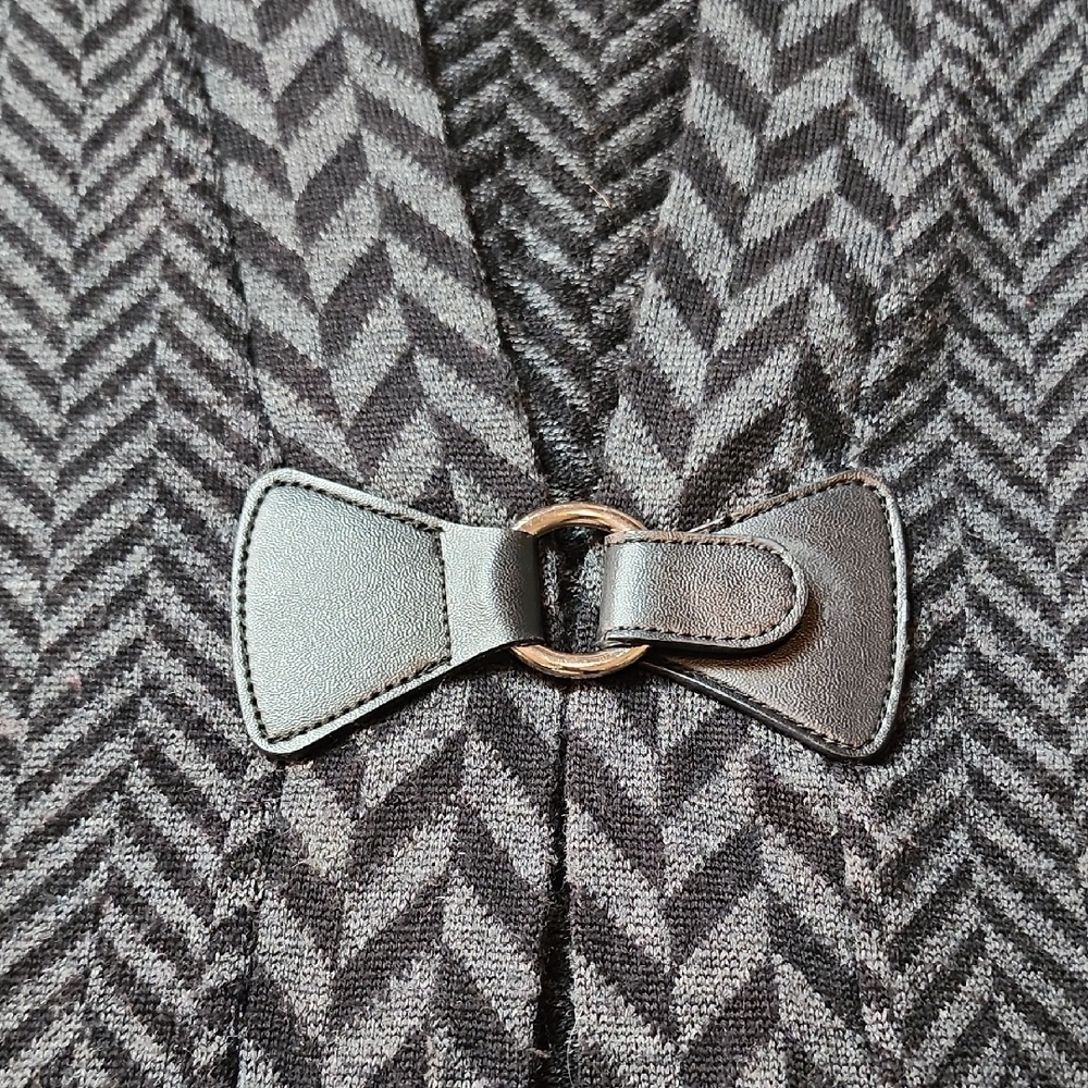 SOFT SURROUNDINGS | Wool Blend Chevron Longline Duster Cardigan Gray‎ Black | L - Picture 4 of 11
